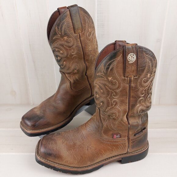 Justin Boots Women's 8B George Strait Cowboy Embroider Western Rodeo Waterproof - Picture 1 of 8